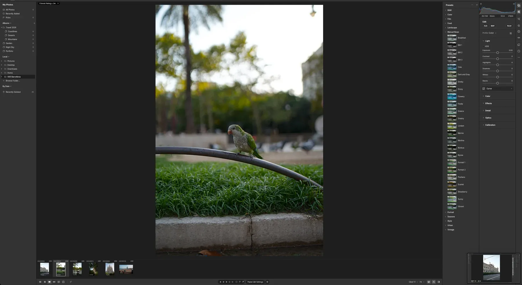 LightCraft con lo stesso file RAW Sony aperto e i preset importati da Lightroom